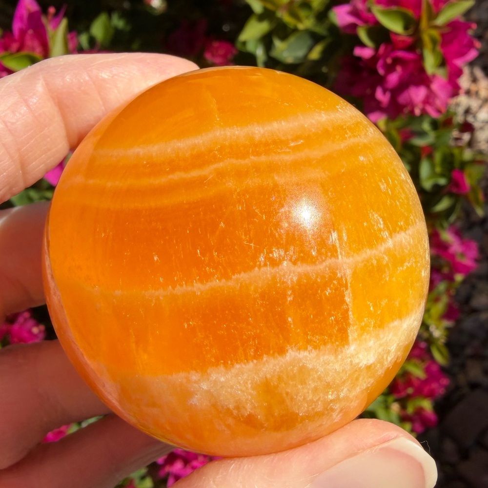 Orange Calcite Sphere with stand